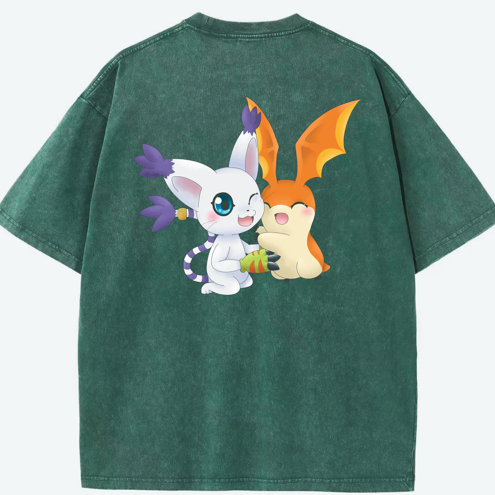 （画像用） Digimon デジタルモンスター/デジモン 綿100% ヴィンテージ風 半袖Tシャツ（背面プリント）